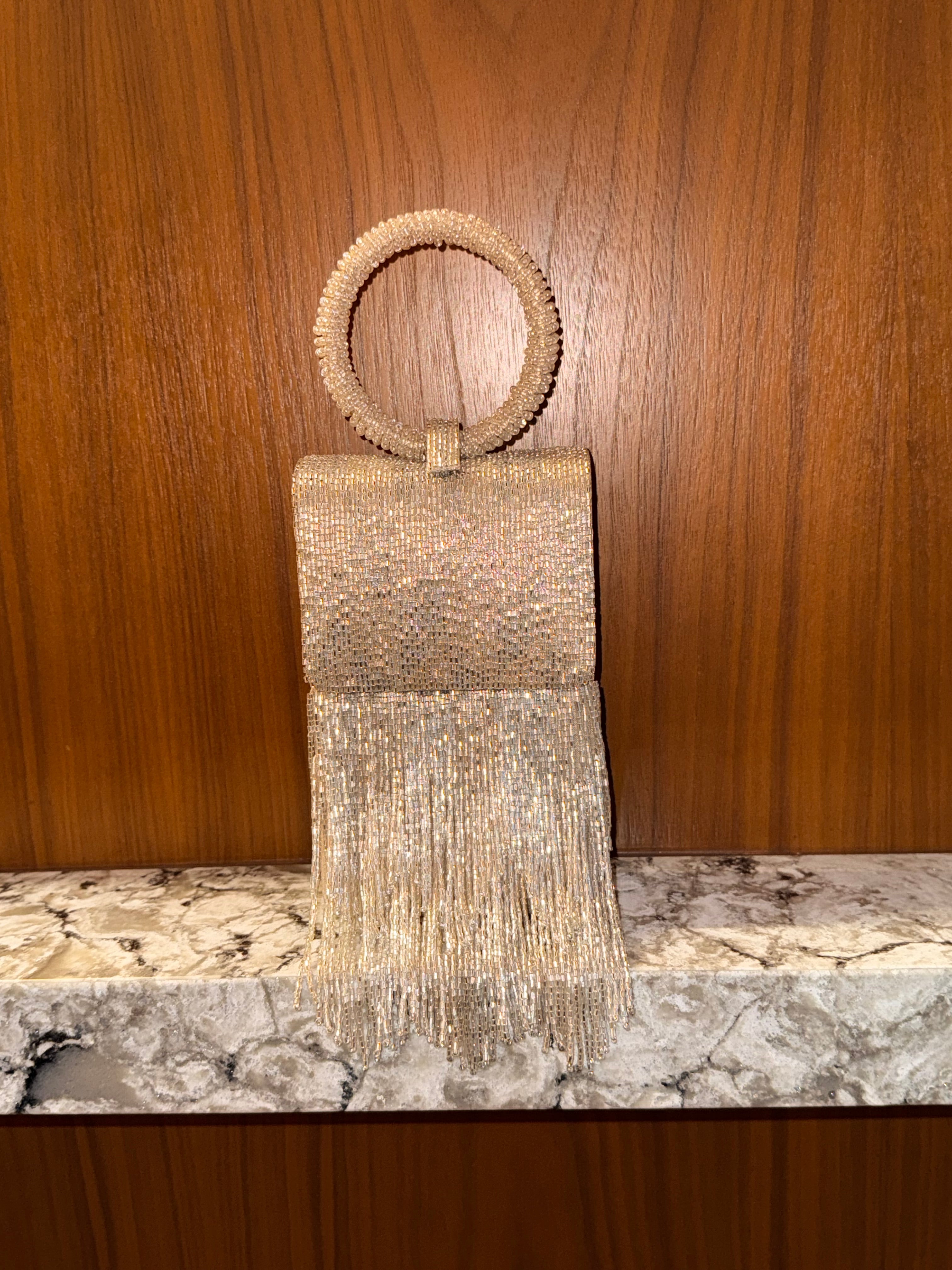 Beaded Cuff Wristbag with Fringe