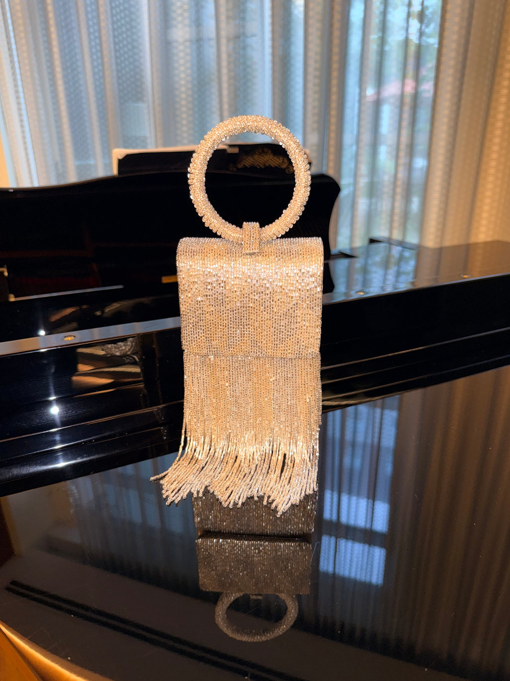 Beaded Cuff Wristbag with Fringe