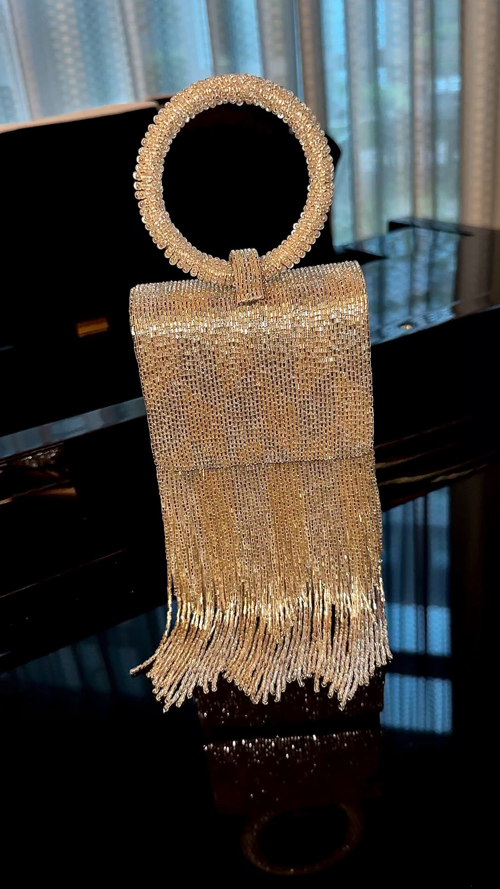 Beaded Cuff Wristbag with Fringe
